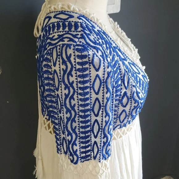 Free People Blue and Cream Mini Dress - Picture 6 of 13